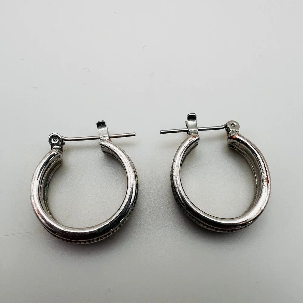 Two Tone Silver Gold Hoop Earrings Small C Hoop Lever Back Mixed Metal